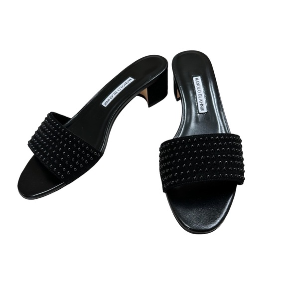 Manolo Blahnik Shoes - Manolo Blahnik FalcoPearl Studded Suede Sandal 39.5